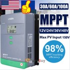 30-100a Mppt Solar Charge Controller Lcd 12v 24v Lithium Battery Panel Regulator