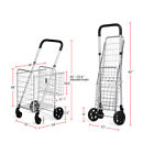 Folding Shopping Cart Dolly Basket Rolling Utility Trolley Adjustable Handle New
