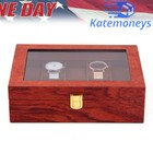 10-slot Watch Box Glass Top Vintage Display Jewelry Storage Organizer Case Wood