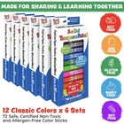 Kwik Stix Solid Tempera Paint Sticks - 6-set Of 12-pack  72 Total  - Washable   