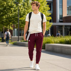 Adidas Men s Team Issue Aeroready Multi-sport Pants Grey Purple Burgundy New