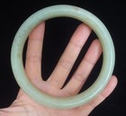 Very Large Old Chinese Hand Carving Natural Green White Jade Arm Bangle 80mm