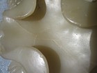 Antique 1800   s Chinese Qing Dynasty Carved Lotus Flower Mutton Fat Jade Washer