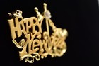 Danecraft Vintage Happy New Year  Pin Brooch Brushed Gold Signed Nos 1980s Bina9