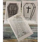 Macabre Coffin Illustrations Vtg Dictionary Page Decor Gothic Wall Art Halloween