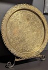 Vintage Indian Detailed Hand Engraved Brass Plate Serving Tray Ganesha 11 75 