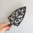 Vintage Cast Iron Trivet Set Cathedral T-12 And Mt-6 Dumb Dutch Heart Broom