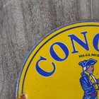 Vintage Conoco Gasoline Pump Plate Porcelain Enamel Metal Sign Size 6 