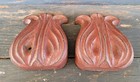Pair Of Red Antique Salvage Cast Iron Pediments Floral leaf Motif  Very Heavy