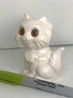 Vtg 70s Hand Painted Ceramic White Persian Cat Kitten Figurine Insert Eyes  4    H