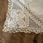 Beautiful Vtg Antique White Wedding Hankie Linen Lace Drawn Work  9    X 9   