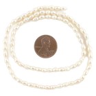Textured White Vintage Japanese Rice Pearl Beads 3-4mm Oval 16 Inch Strand