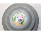 Vintage 1900s Metal Powder   Trinket Music Box Victorian Enamel Inlay