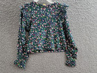 Polo Ralph Lauren Floral Ruffled Top Little Girls 5 Navy Multi Long Sleeve