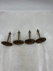 Vintage Brass Curtain Tiebacks Finials Set Of 4 Ornate Design Wall Hooks