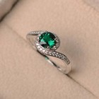 1 30 Ct Round Natural Emerald   Diamond Engagement Ring 14k White Gold Size 8