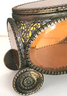 Vintage Ormolu French Beveled Amber Glass Filigree Jewelry Casket
