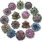24 Pcs Shining Rhinestone Crystal Brooches Pins Diy Wedding Bouquet Kit E