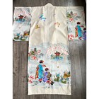Vintage Japanese Ichi Ban Ivory Kimono Robe Made In Japan Geisha Cherry Blossom