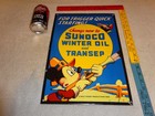 Vintage 1939 Sunoco Mickey Mouse Hunting 16  Porcelain Metal Gasoline   Oil Sign