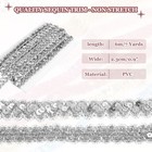 0 9 Inch X 7 Yards Sequins Beaded Lace Trim  Braid Trim Ribbon Silver Tone