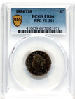 1884 188   Rpd Error   Pcgs Pr66   Proof   Gold Shield    Liberty Head Nickel 5c