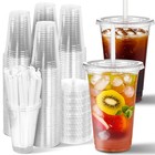  100 Sets   Clear Plastic Cups With Lids And Straws