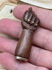 Antique Style Figa Hand Pendant Wood Carved Good Luck Amulet Protection Gf