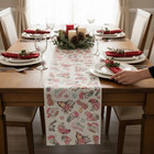 Vintage Style Christmas Table Runner Christmas Theme Burlap 71 x13  Pink Green