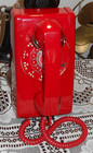 Excellent Vintage Bell System Red Hot Classic Rotary Dial Itt Wall Phone  Nice 