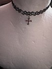 Black Henna Tattoo Choker  Red Rhinestone Cross