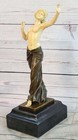 Signed Deco Bronze Sculpture Cubism Nude Girl Abstract Modern Art Statue Decor