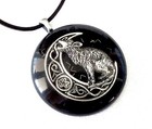 Orgone Pendant Necklace Silver Celtic Howling Wolf Black Tourmaline   Shungite
