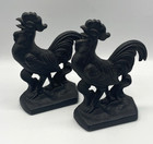Vintage Cast Iron Black French Rooster Bookends Door Stop  1122 6 5 