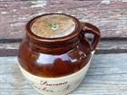 Vtg Souvenir Forbes North Dakota Mini Stoneware Bean Pot