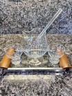Javits Mid Century Modern Cocktail Set Of 5 Etched Crystal You Me Ours Tray 1960