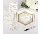 Wedding Guest Book Alternative Set - 48 Gold   Ivory Cards - Mirrored Tray