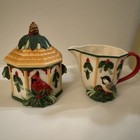 Lenox Winter Greetings Birdhouse Sugar Bowl   Creamer Set Catherine Mcclung 