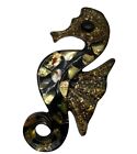 Vintage Shell Art Set Of 6 Lucite Resin Abalone Seahorse Dolphin Marlin Wall Art