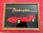 Red Lamborghini Vtg 80 s Graphic Creations Framed Glass Wall Hanging-carn Prize