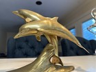 Brass Dolphin Vintage Pair Swimming Figurine Sculpture Ocean Decor Statue 8 