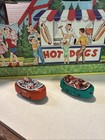 J  Chein Vintage Tin Litho Wind-up Toy Roller Coaster With 2 Cars Made In Usa