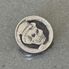 1935 Buffalo Nickel Carved Into Skull   Top Hat Hobo Nickel