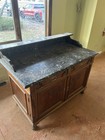 Antique French Neoclassical Oak Marble Mirrored Dresser Sideboard Buffet Server