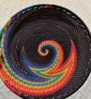 African Zulu Dish Telephone Wire Woven Handmade Colorful Artsy Fantastic 