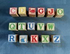 Vtg Wooden Alphabet Blocks Lot Of 16 Abc Number Animal Learning Toy Montessori