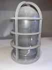 Vintage Industrial Glass Globe With Protective Metal Cage with Paint Spots