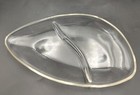 Clear Glass Mid Century Modern 2 Part Relish Dish