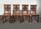 Set Of Four Antique French Brittany Carved Cane Seat Dining Room Chairs