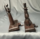Pair Of Vintage Brass Choir Angel And Snowman Stocking Hanger holder 